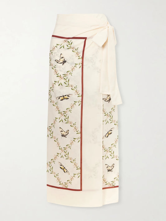 Floral-print Wrap Cotton And Silk-blend Coverup