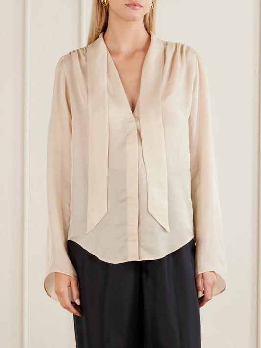 Maria McManus Scarf-detailed Satin Blouse