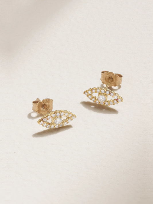 Evil Eye Mini 18-karat Gold Diamond Earrings