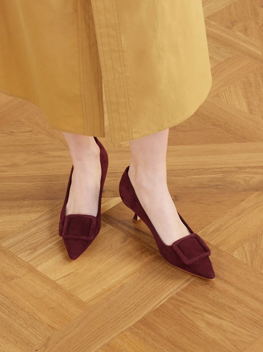 Maysale 50 Buckled Suede Pumps