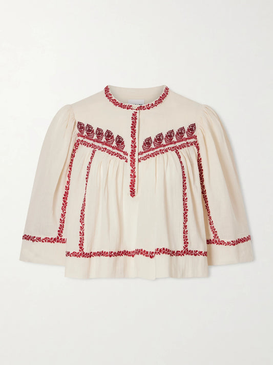 Juline Embroidered Organic Cotton Shirt