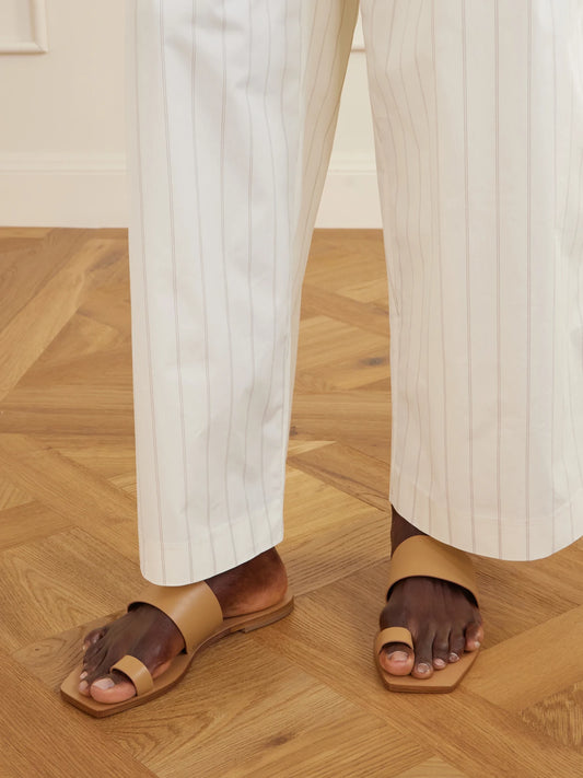 Sibel Leather Flat Sandals