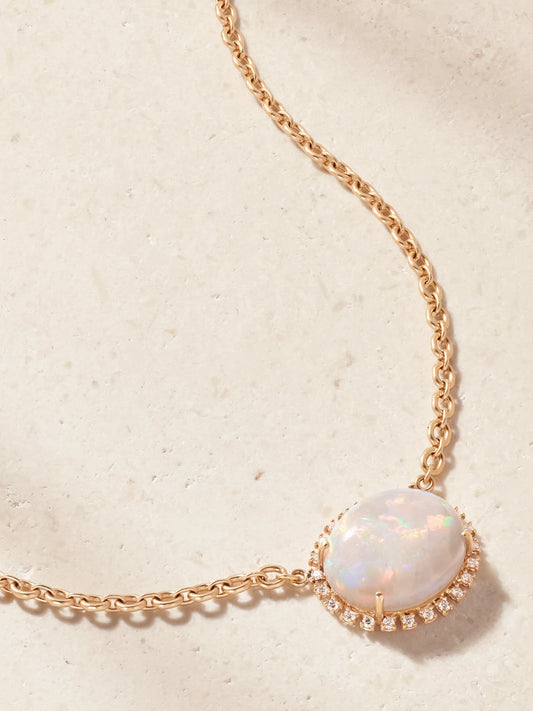 Irene Neuwirth One Of A Kind 18-karat Rose Gold, Opal And Diamond Necklace