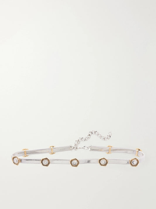 Flora Embellished Silver-tone Belt