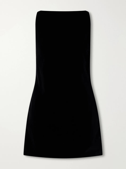 Brandon Maxwell The Sable Paneled Cotton-blend Velvet Mini Dress