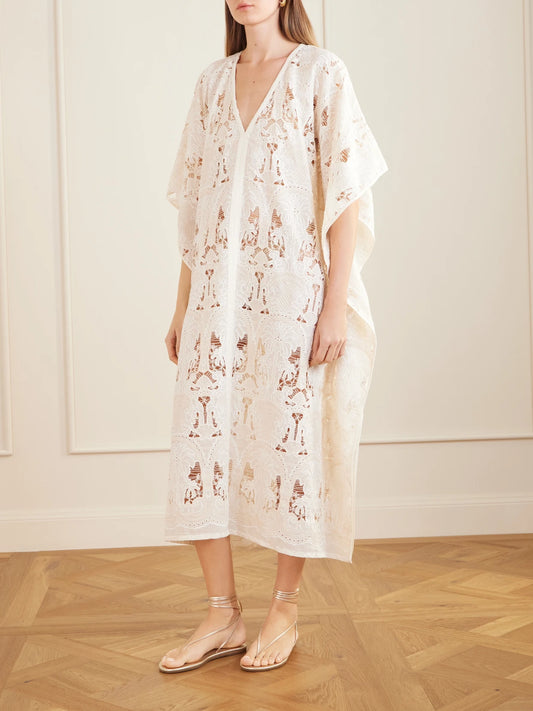 Atrani Embroidered Cotton-blend Midi Dress