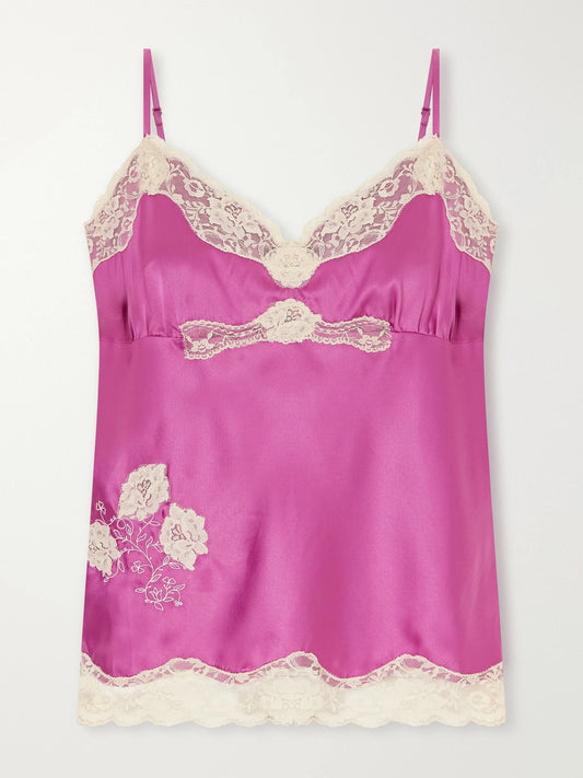 Anna Sui Lace-trimmed Satin Cami