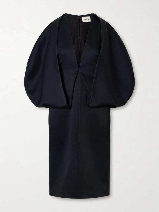 KHAITE Dakota Sculptural Crepe-satin Midi Dress