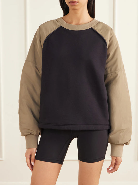 ON + Zendaya Two-tone Shell-trimmed Cotton-blend Jersey Sweatshirt