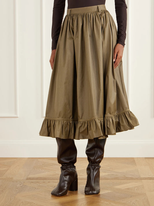 MM6 Maison Margiela Waxed Cotton-blend Midi Skirt