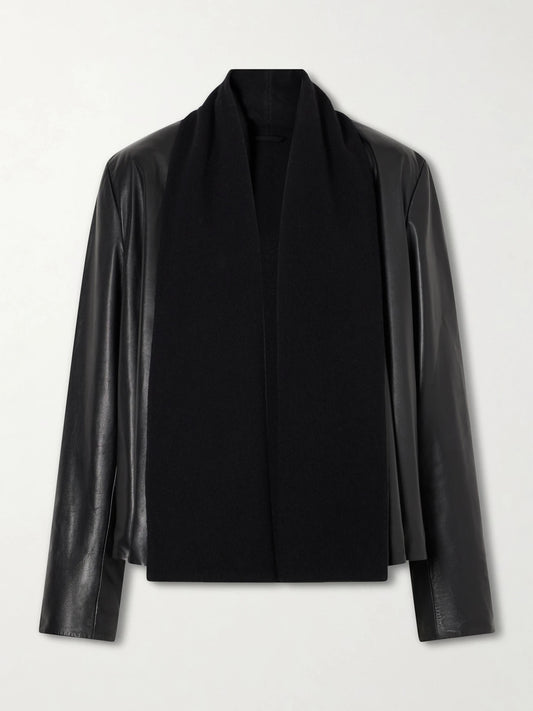 TOTEME Scarf-detailed Wool-trimmed Leather Jacket