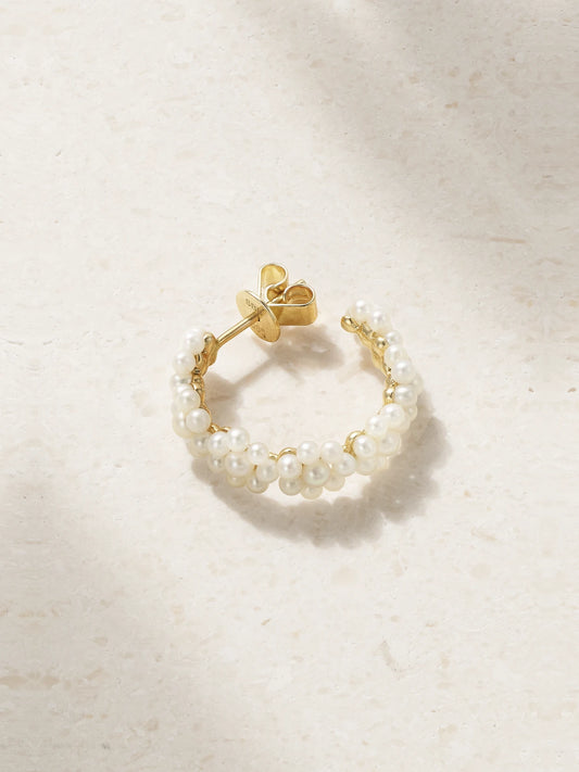Boucle Parc 14-karat Recycled Gold Pearl Single Hoop Earring