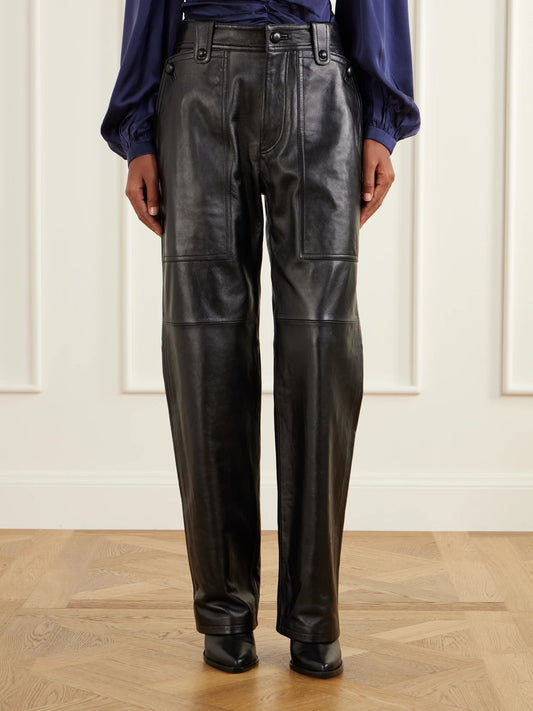 ISABEL MARANT Valka Leather Wide-leg Pants