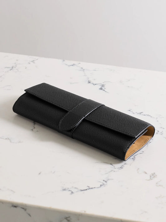 Smythson Panama Small Textured-leather Jewelry Roll