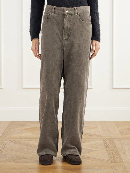 Auralee Finx Garment-dyed Cotton-corduroy Wide-leg Pants