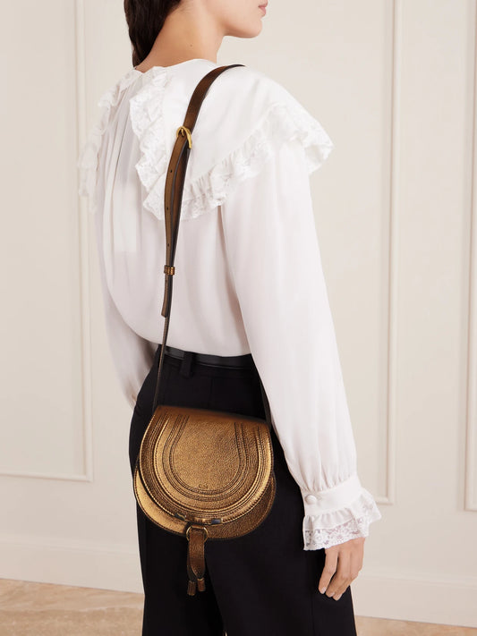 Marcie Metallic Crinkled-leather Shoulder Bag