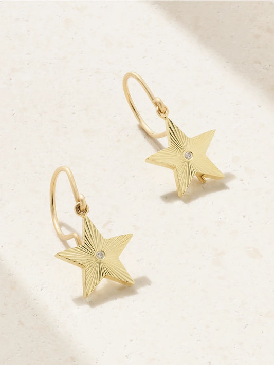 Mini 70s Star 18-karat Gold Diamond Earrings