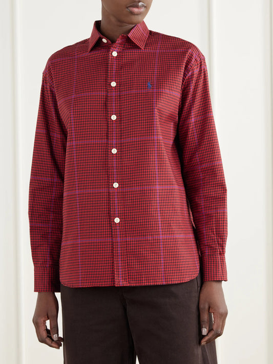 Polo Ralph Lauren Logo-embroidered Gingham Cotton-flannel Shirt