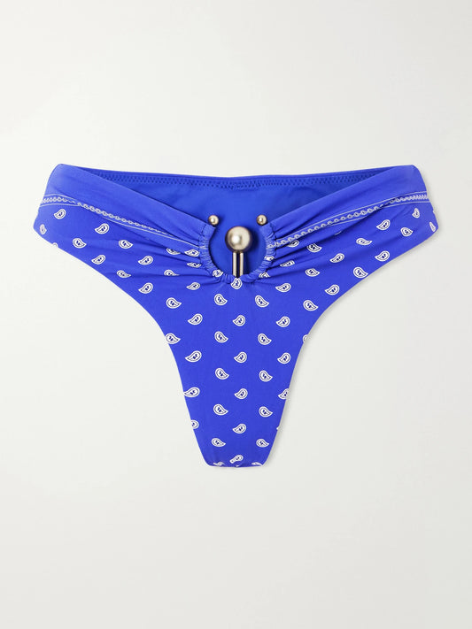 Orbit Embellished Bandana-print Bikini Bottoms