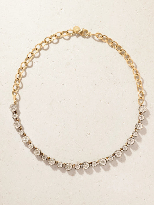 Georgian Rhodium-plated 14-karat Gold Diamond Necklace