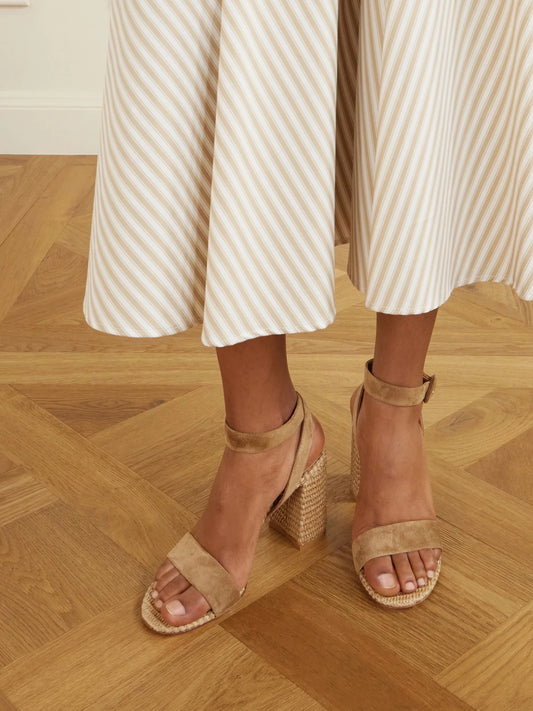 Luana 85 Suede And Raffia Sandals