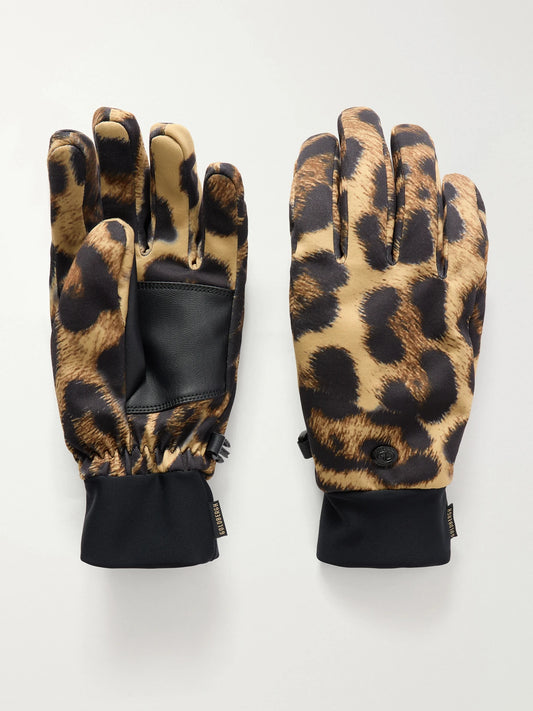 Softy Padded Jaguar-print Ski Gloves