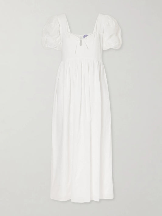 Calliope Embroidered Cotton Midi Dress