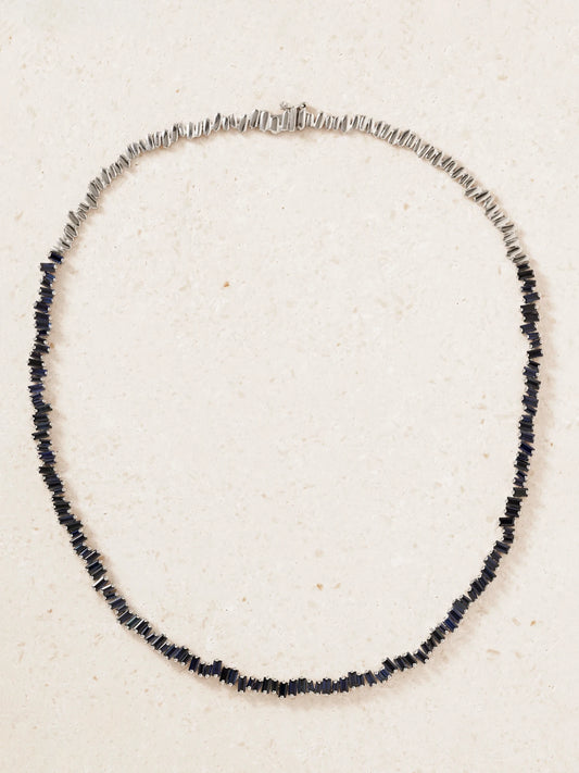 18-karat White Gold Sapphire Tennis Necklace