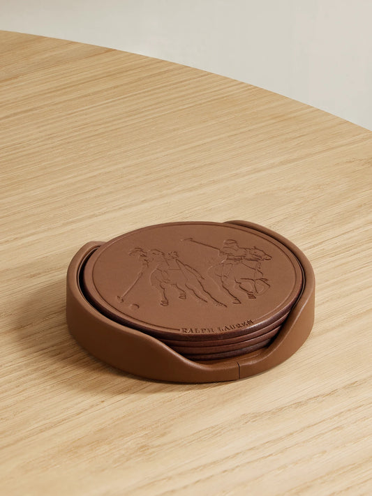 Garrett Set Of Four Debossed Leather Coasters
