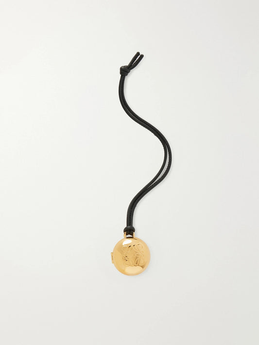 LOEWE Anagram Pebble Gold-tone And Leather Bag Charm