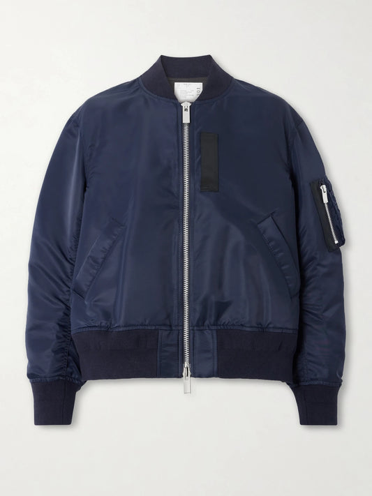 Pleated Padded Shell Bomber Jacket