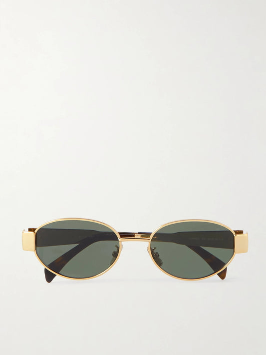 Oval-frame Gold-tone And Tortoiseshell Acetate Sunglasses