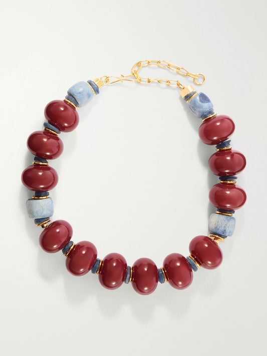 Lizzie Fortunato Cosmos Gold-plated Bone And Kyanite Necklace