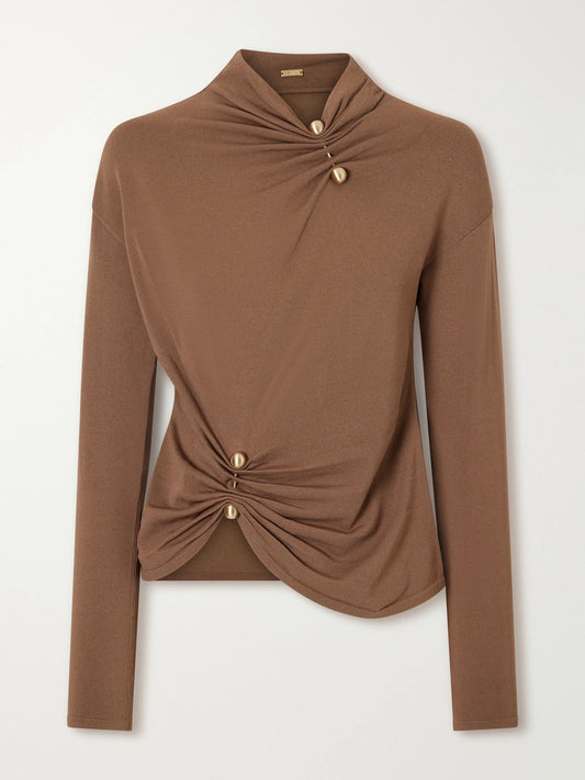 Cult Gaia Callie Embellished Gathered Jersey Top