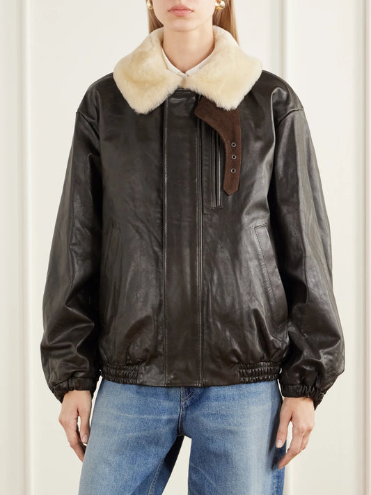 ssstein Shearling And Suede-trimmed Leather Jacket
