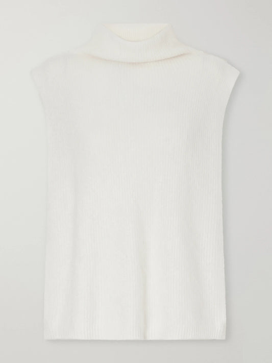 LISA YANG Aisla Ribbed Brushed Cashmere Turtleneck Sweater Vest