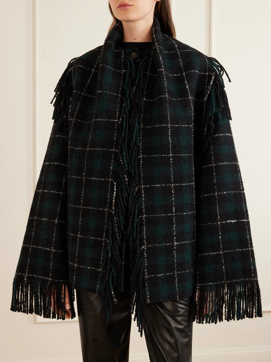 TOTEME Fringed Checked Wool-blend Jacket