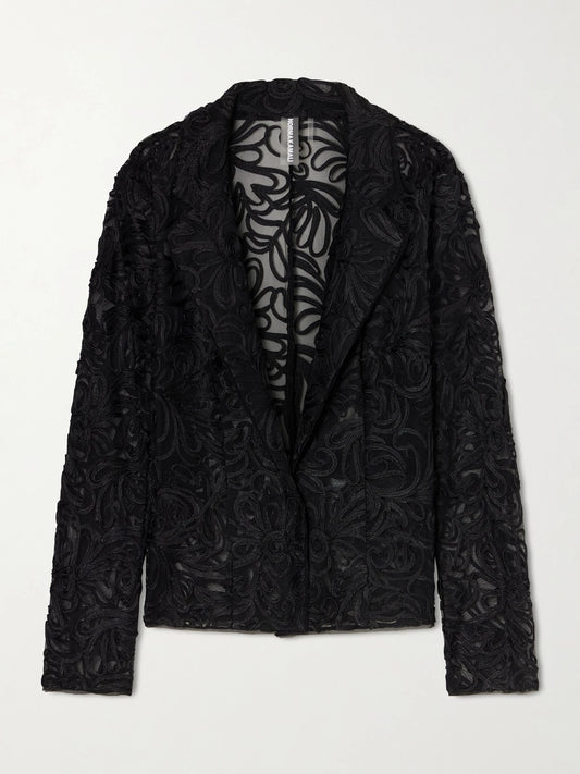 Embroidered Mesh Evening Jacket