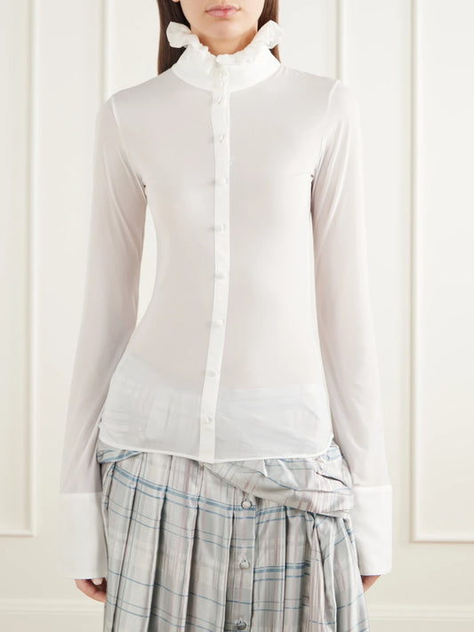 Acne Studios Etilda Ruffled Stretch-jersey Blouse