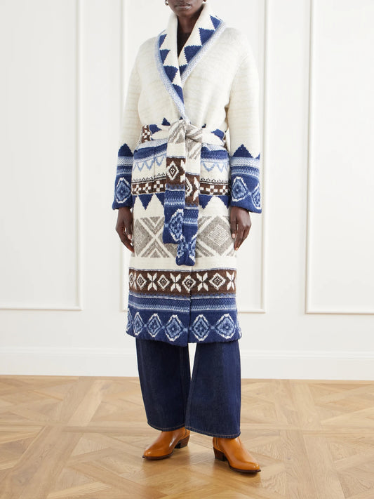 Polo Ralph Lauren Belted Intarsia-knit Wool Cardigan