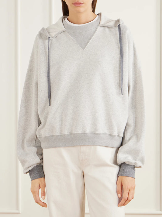 Mother The Half Base Two-tone Cotton-blend Jersey Hoodie