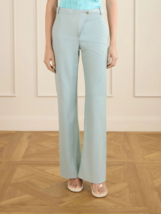 High-rise Paneled Leather Straight-leg Pants