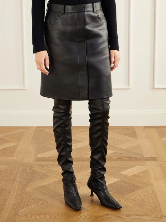 COURREGES Leather Knee-length Skirt
