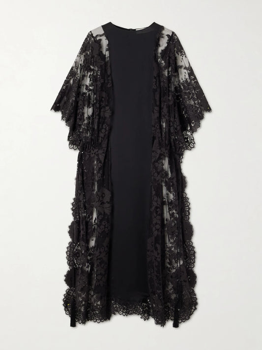 Zimmermann Valiant Satin-trimmed Lace Midi Dress