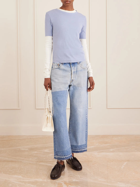 Vintage Patchwork No.2 Mid-rise Wide-leg Jeans