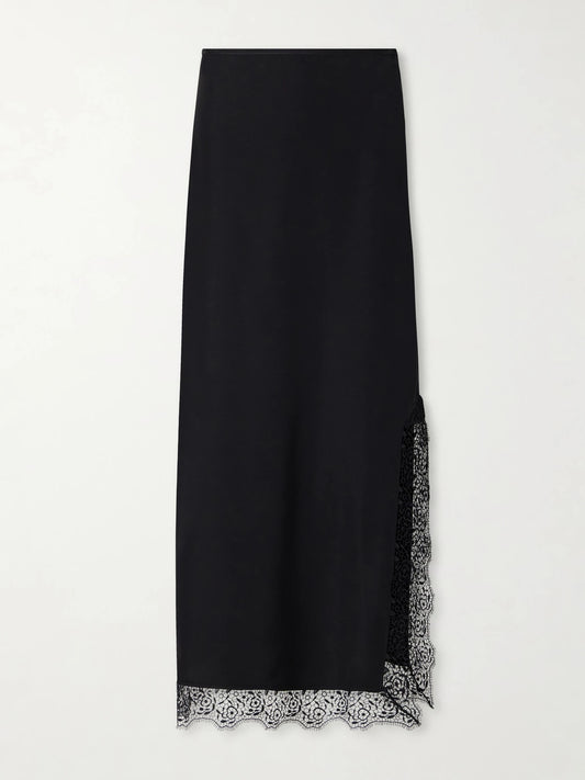 Phoenix Lace-trimmed Silk-blend Midi Skirt