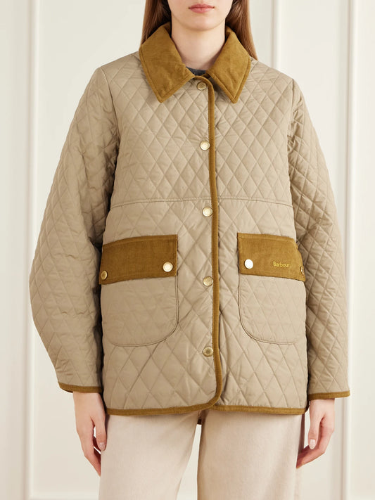 Barbour Corduroy-trimmed Logo-embroidered Quilted Shell Jacket
