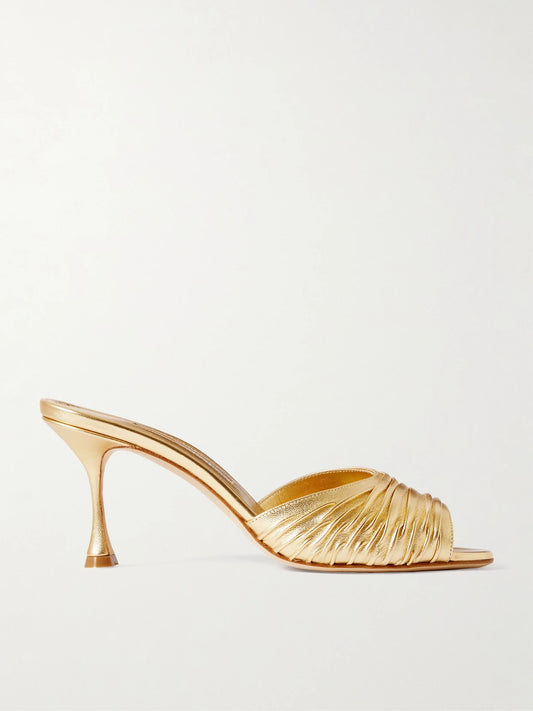 Pirua 70 Metallic Leather Mules