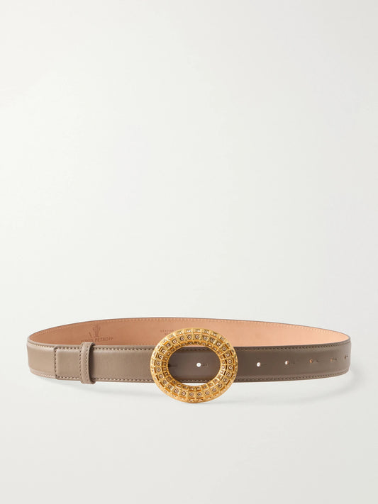Sonia Petroff Lobster Vibe Gold-tone, Leather And Crystal Belt