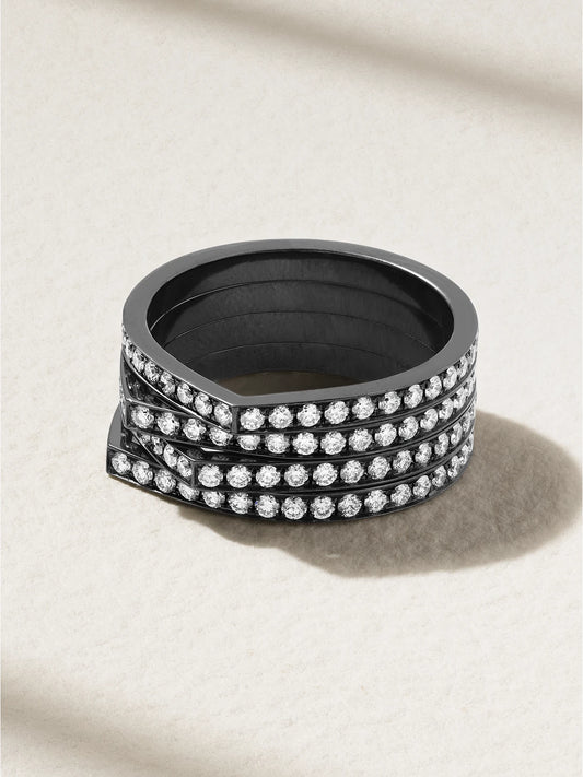 Antifer 14-karat Blackened Gold Diamond Ring